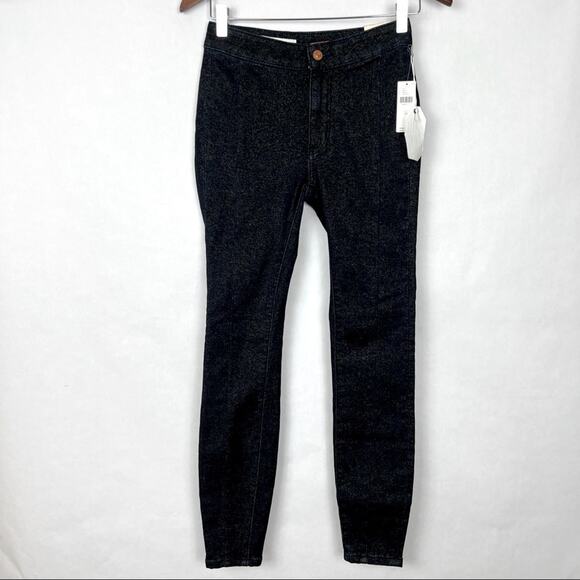 Anthropologie Pilcro High Rise Denim Legging Shimmer Shine Glitter Blue Jeans 25 - Picture 3 of 10